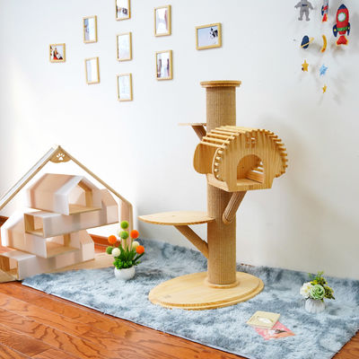 grande Cat Climbing Tree Cat Activity tour en bois solide de 123cm avec rayer des courriers