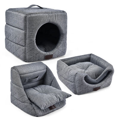 3 dans 1 lit fois Grey Cat Bed House d'animal familier de Cat Cave Dir Resistant Comfortable