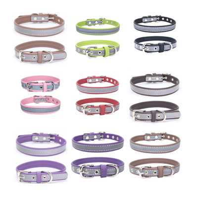 Collier de chien réfléchi, laisse en cuir molle d'animal familier de Double-couche, Cat Dog Collar Leash Set