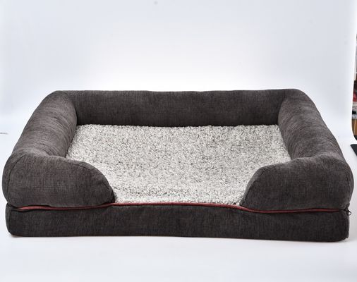 Grand divan orthopédique de luxe de revêtement imperméable de sofa de lit de chien avec la couverture lavable démontable