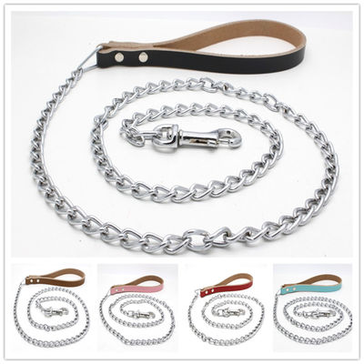 La chaîne assortie Chrome de cou de chien de peau de vache a plaqué la chaîne de laisse de chien de traction de fer