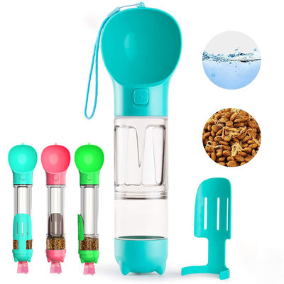4 dans 1 bouteille d'eau du chien 300ml avec la bouteille d'eau pliable de chien de stockage de l'eau de nourriture