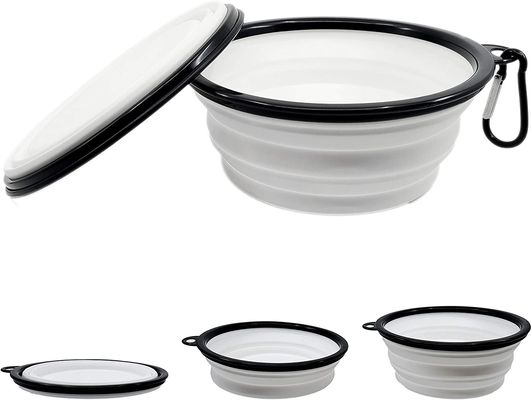 Expansible pliant de chien de cuvette pliable de l'eau avec le bol portatif libre d'aliments pour chiens de Carabiner BPA