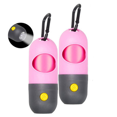 PE de support de distributeur de sac de dunette de chiot de lampe-torche de LED avec 15 sacs de déchets de preuve de fuite