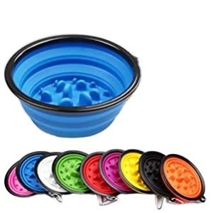 Pliable portatif de consommation de silicone de chien de cuvette lente pliante de l'eau pour l'eau d'alimentation