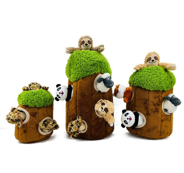 Le nouvel animal familier de conception déconcertent le chien mou grinçant Toy Set de cache-cache de mastication de peluche