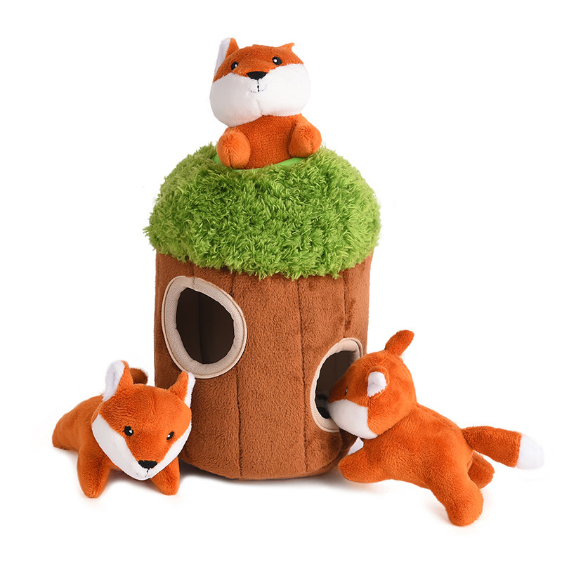 Le nouvel animal familier de conception déconcertent le chien mou grinçant Toy Set de cache-cache de mastication de peluche