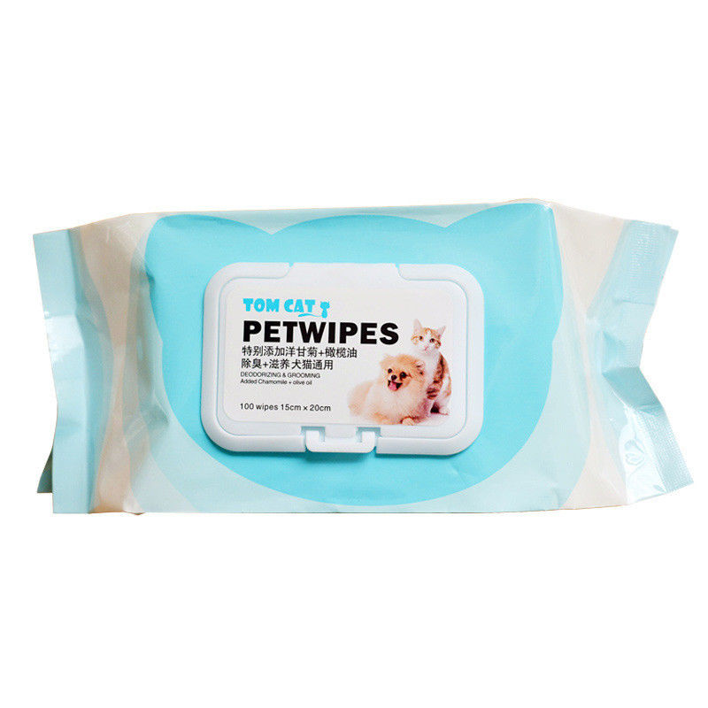 Le toilettage d'animal familier usine la larme humide de tissu de l'animal familier 100pcs hypoallergénique nettoyant pour le chien