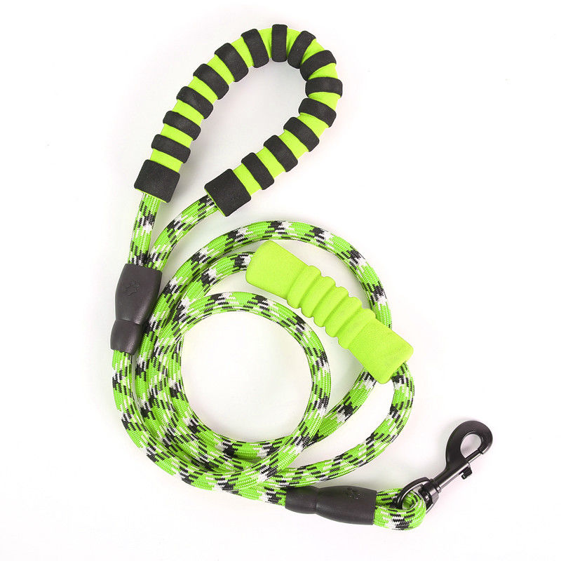 Corde ronde de chien de laisse d'EVA Reflective Double Handle Dog avec l'agrafe et la poignée capitonnée 180cm