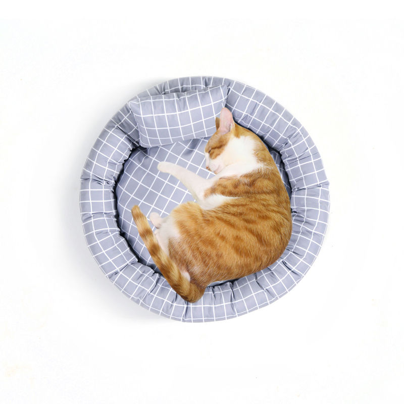 Le lit chaud mou rond en gros d'animal familier avec des chiens de chats de Cuddler de beignet d'oreiller enfoncent le luxe de lit d'animal familier avec non le fond de glissement