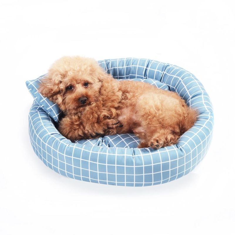Le lit chaud mou rond en gros d'animal familier avec des chiens de chats de Cuddler de beignet d'oreiller enfoncent le luxe de lit d'animal familier avec non le fond de glissement