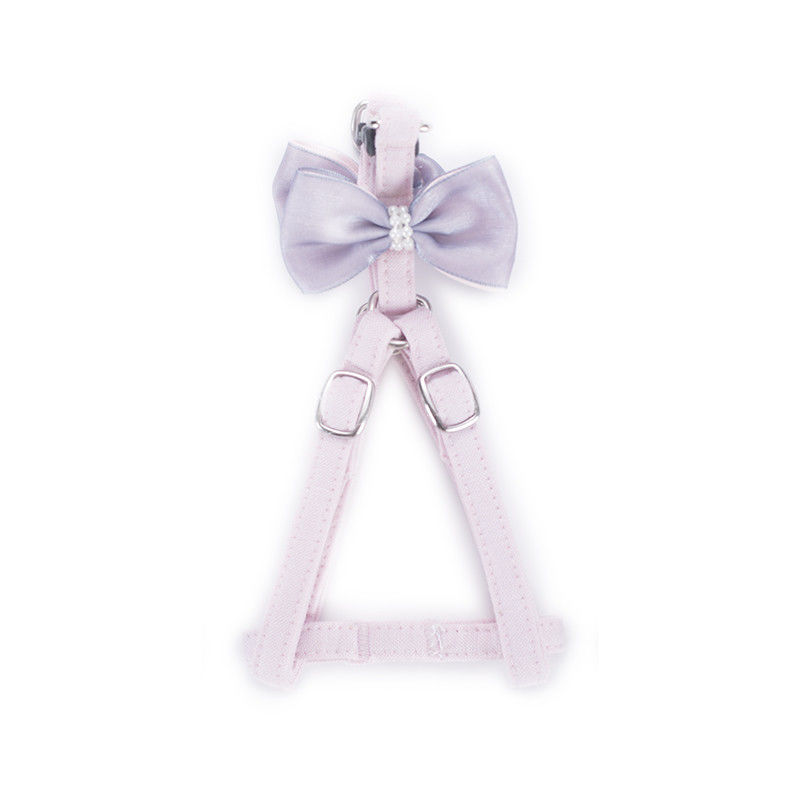 Ensembles réglable du collier 100% et de la laisse de chien de fille de noeud papillon de coton avec le Bowknot