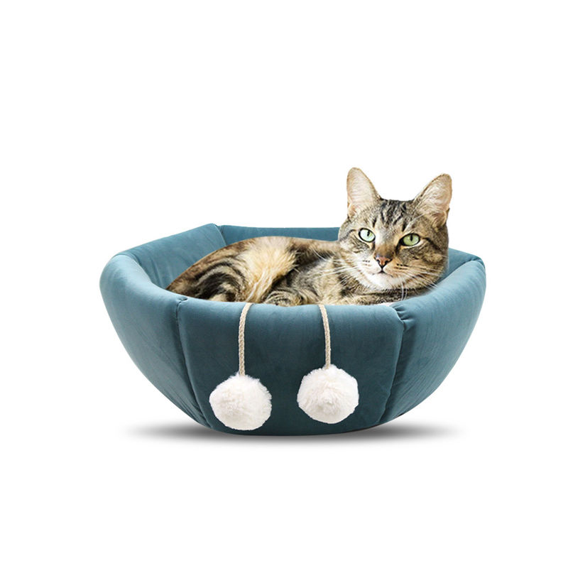 caverne respirable de lit de chien de la forme 2-in-1 ronde de sommeil profond de chat de maison de chat de lit durable pliable d'animal familier
