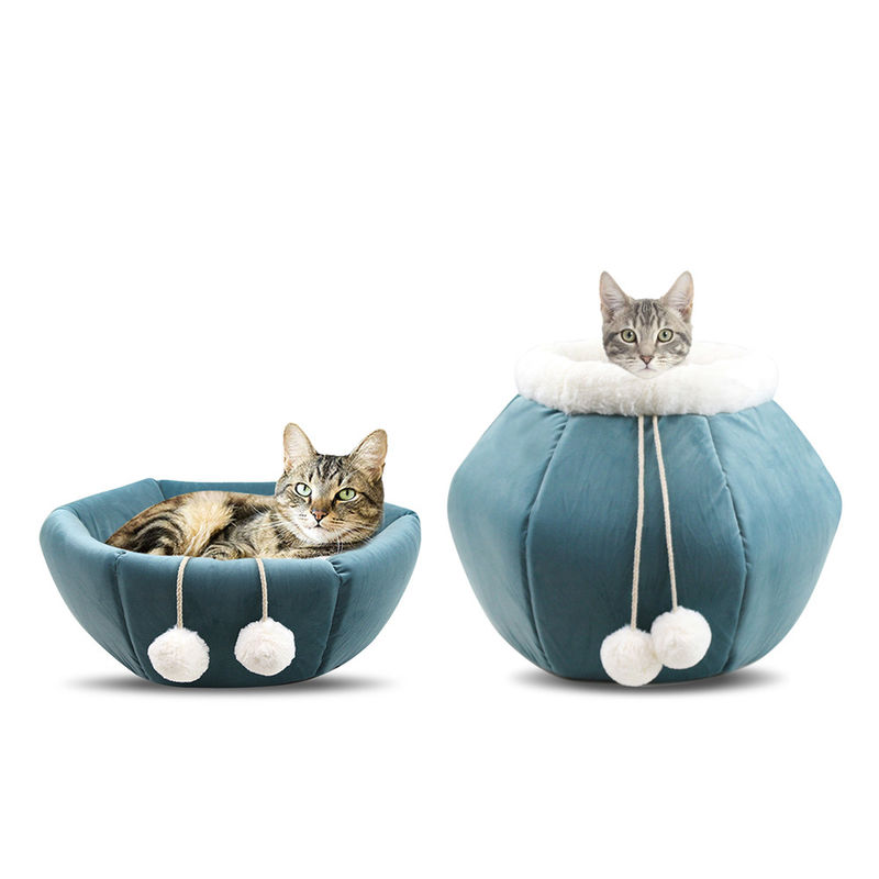 caverne respirable de lit de chien de la forme 2-in-1 ronde de sommeil profond de chat de maison de chat de lit durable pliable d'animal familier