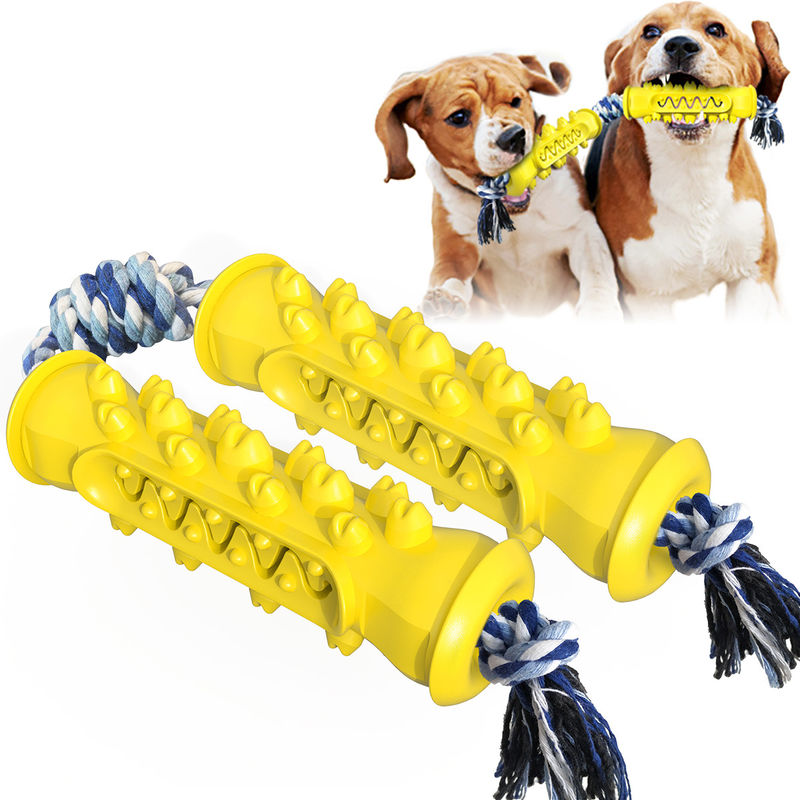 Jouets sûrs dentelés de mastication de double de SEDEX pour le bâton de brosse à dents de chien de chiots avec la corde