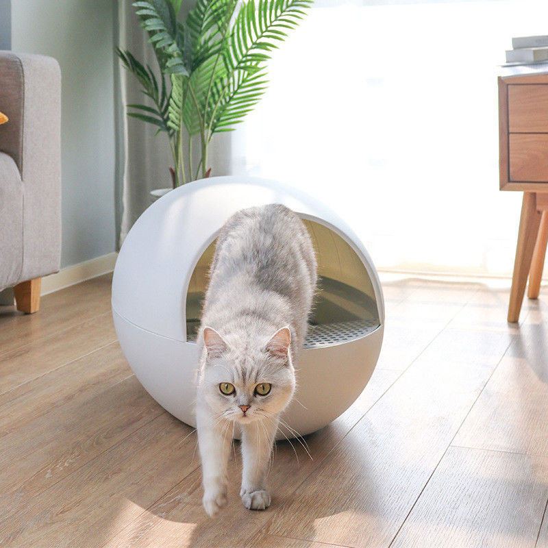 Le type à faible bruit nettoyage d'individu Cat Litter Box Toilet Semi d'oeufs a enfermé le désodorisant d'éclaboussure