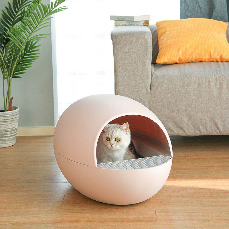 Le type à faible bruit nettoyage d'individu Cat Litter Box Toilet Semi d'oeufs a enfermé le désodorisant d'éclaboussure