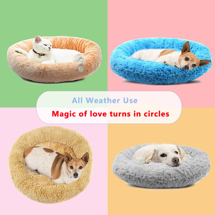 Lit de Cat Bed Faux Fur Dog de beignet pour le tapis de luxe de chauffage de lit d'animal familier de caresse de petit individu moyen de chiens