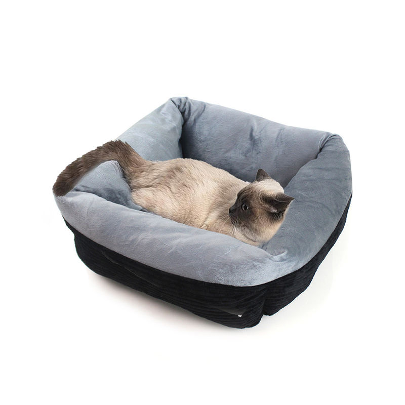 L'animal familier de Cat Bed Self-Warming Deep Sleep de chien de peluche de rectangle enfoncent des animaux familiers de velours côtelé enfoncent le sofa confortable lavable de chien