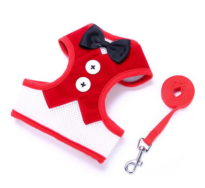 Le harnais réglable de laisse de collier a placé le collier de chien fait main avec la corde L 35-50cm de gilet de traction de noeud papillon