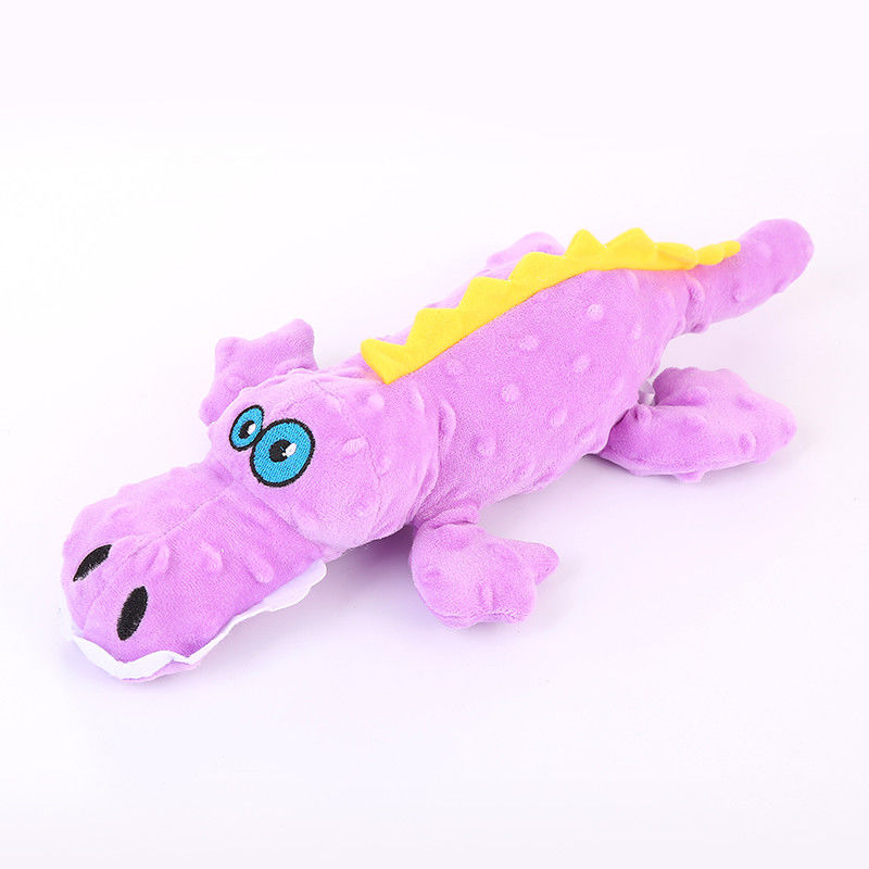 L'animal familier réaliste de chien de peluche de crocodile de bande dessinée joue mignon grinçant de tissu