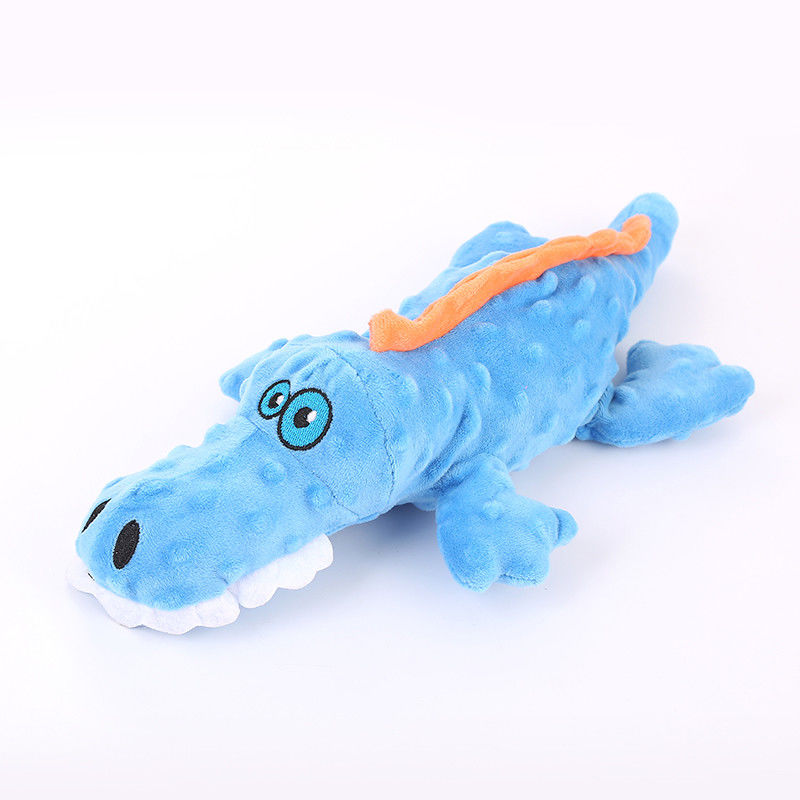 L'animal familier réaliste de chien de peluche de crocodile de bande dessinée joue mignon grinçant de tissu