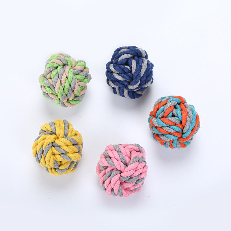 Boule résistante de noeud de Toy Ball Braided Cotton Chew de corde de chien de coton de morsure pour le nettoyage de dents de chien