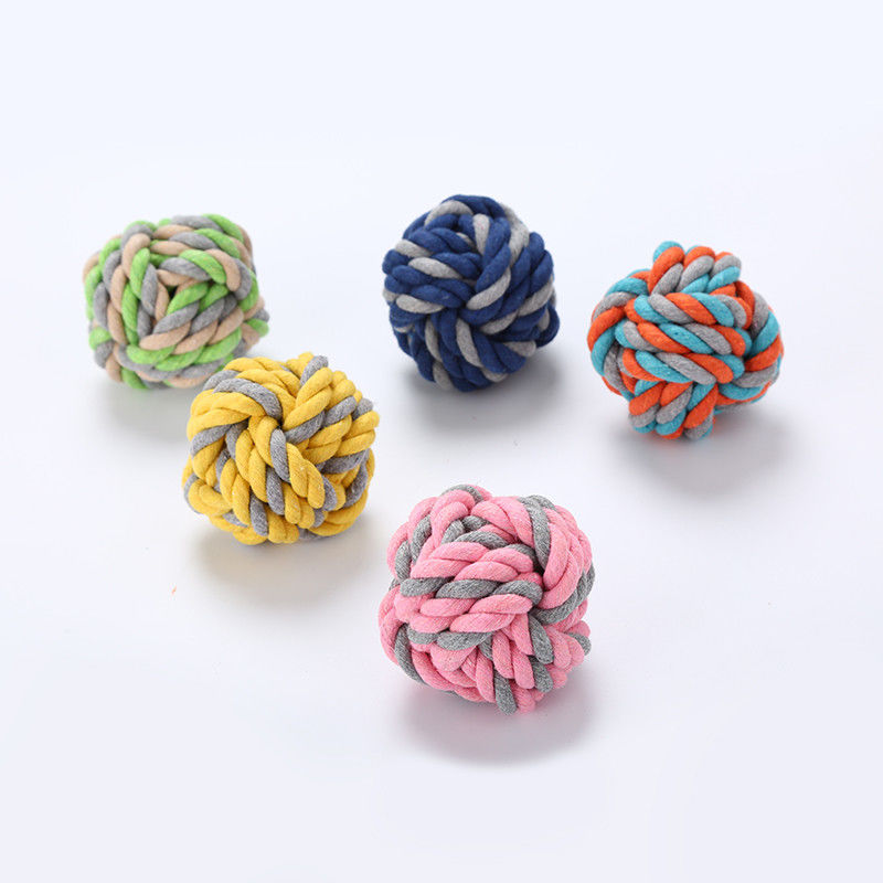 Boule résistante de noeud de Toy Ball Braided Cotton Chew de corde de chien de coton de morsure pour le nettoyage de dents de chien