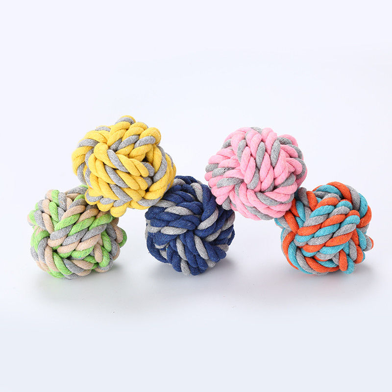 Boule résistante de noeud de Toy Ball Braided Cotton Chew de corde de chien de coton de morsure pour le nettoyage de dents de chien