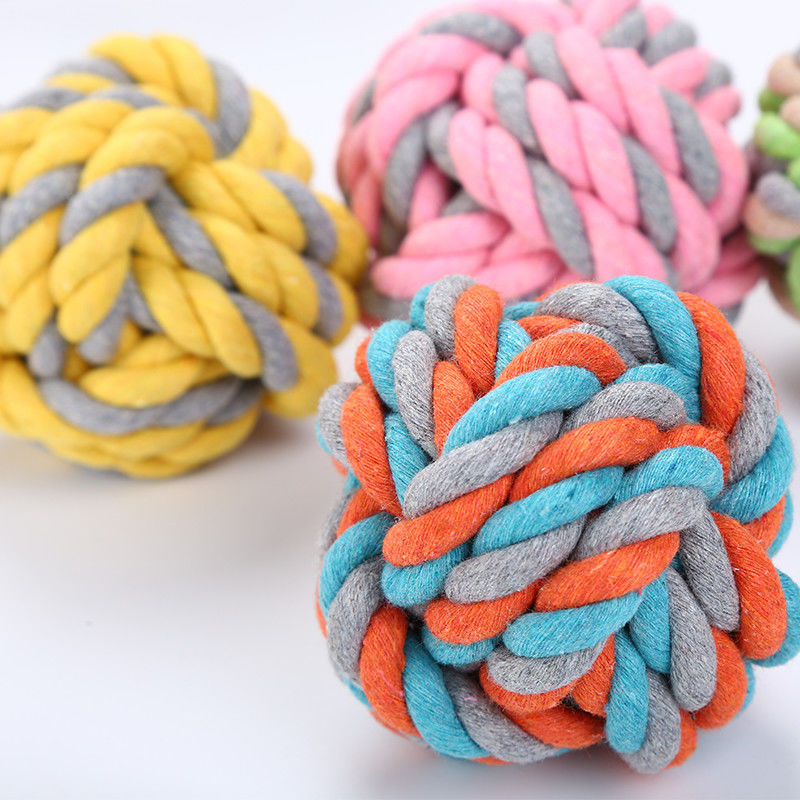 Boule résistante de noeud de Toy Ball Braided Cotton Chew de corde de chien de coton de morsure pour le nettoyage de dents de chien