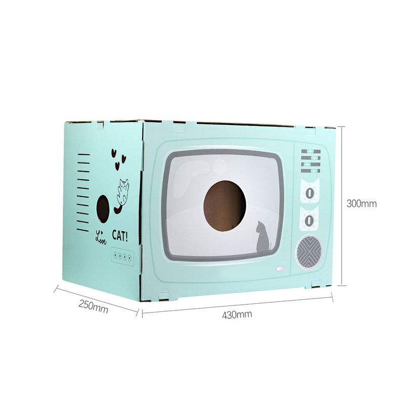Cat House Scratcher Retro TV forment Cat Lounge avec le lit Scratcher de caverne de carton ondulé de zone de travail