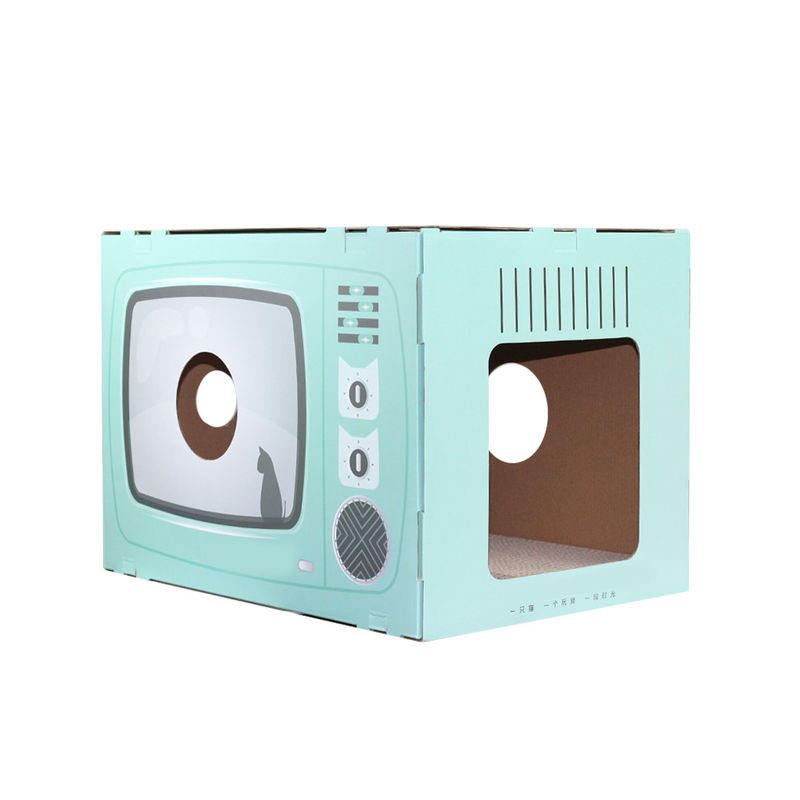 Cat House Scratcher Retro TV forment Cat Lounge avec le lit Scratcher de caverne de carton ondulé de zone de travail