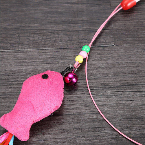 Plume drôle interactive Bell de fil d'acier de Cat Teaser Stick Pack With de poissons
