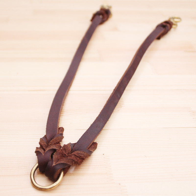 Corde en cuir de traction d'ensemble de harnais de laisse de collier de vache à animal familier  Double avance finie 50CM de chien