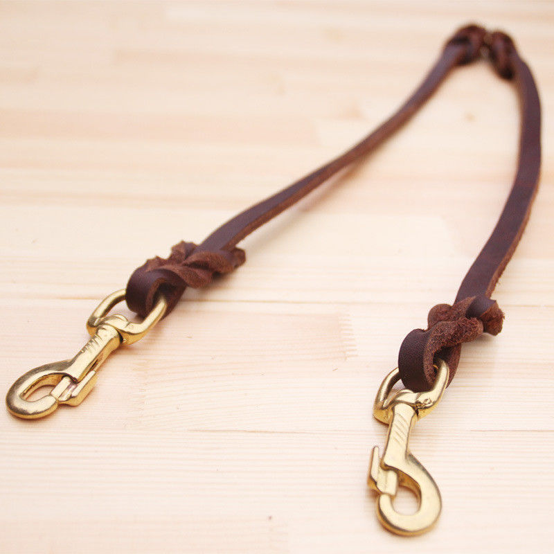 Corde en cuir de traction d'ensemble de harnais de laisse de collier de vache à animal familier  Double avance finie 50CM de chien