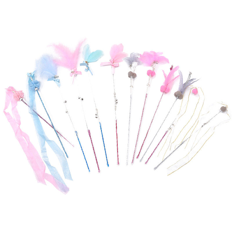 Fée interactive Cat Teaser Stick de Cat Pet Toys Wand Plastic de plume
