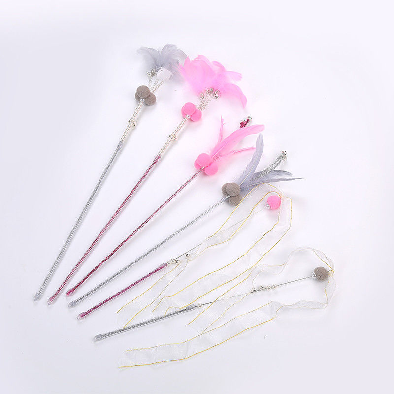 Fée interactive Cat Teaser Stick de Cat Pet Toys Wand Plastic de plume