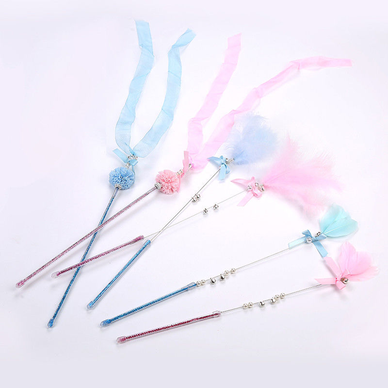 Fée interactive Cat Teaser Stick de Cat Pet Toys Wand Plastic de plume