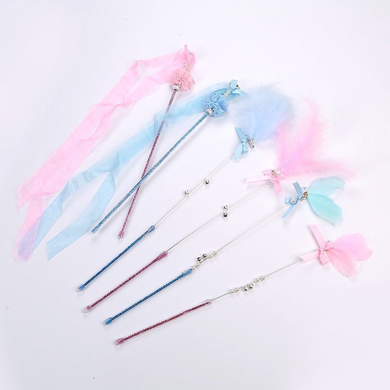 Fée interactive Cat Teaser Stick de Cat Pet Toys Wand Plastic de plume