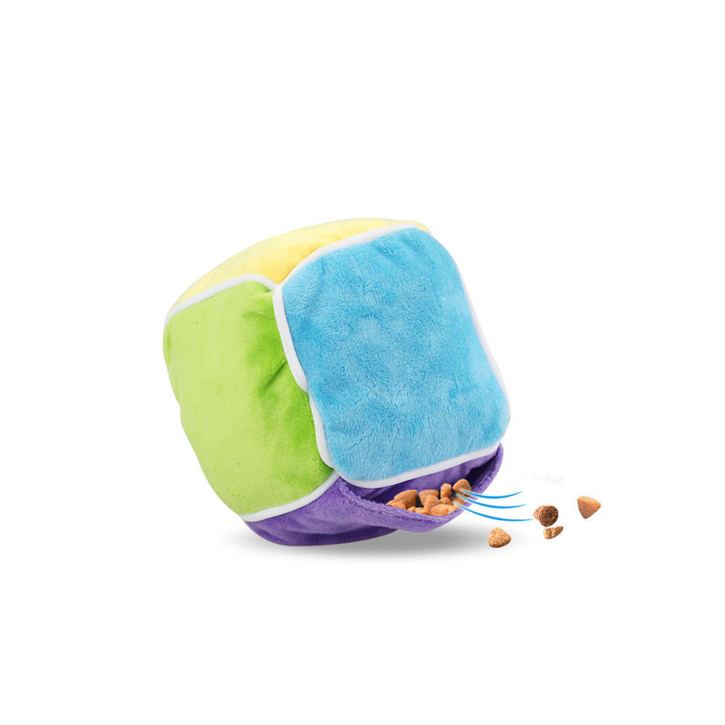 L'animal familier intelligent coloré qui respecte l'environnement joue des jouets de mastication de chien de cube en nourriture de fuite de peluche de coton