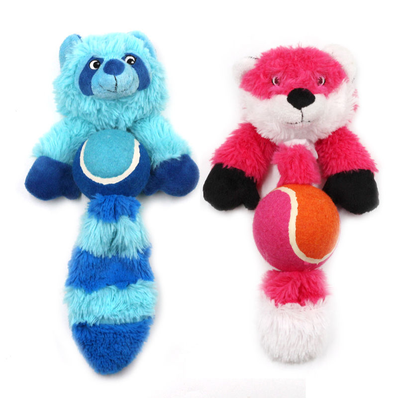 Jouets molaires interactifs de peluche de chien de chien durable résistant grinçant de Toy Fox Raccoon Bite