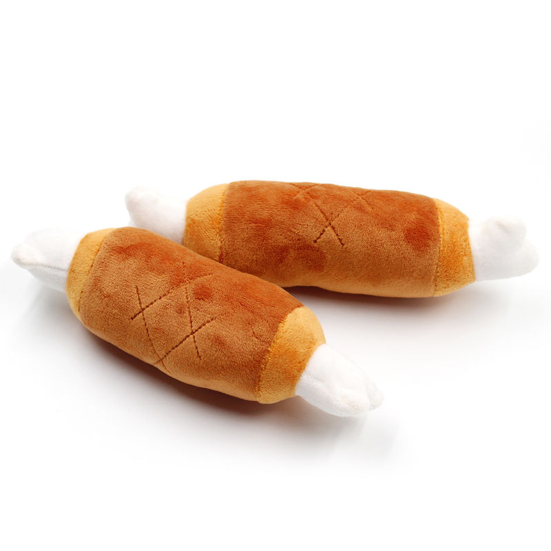 La mastication grinçante de chien d'os de peluche à deux têtes de forme joue le chiot faisant ses dents les jouets 27g