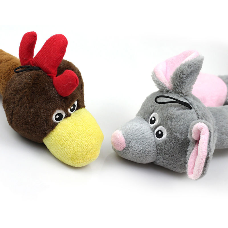 Chiens drôles Toy Squeaky Durable Chew Toys de chats de peluche animale résistante de forme de morsure