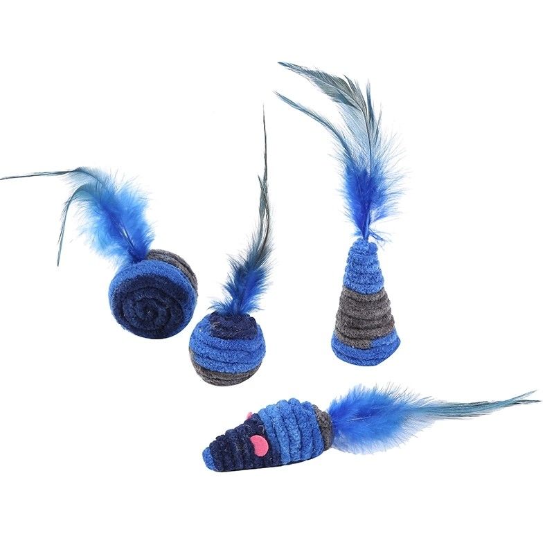 Souris autoexcitée Cat Toy Anti Depression de plume de Cat Pet Toys Dark Blue