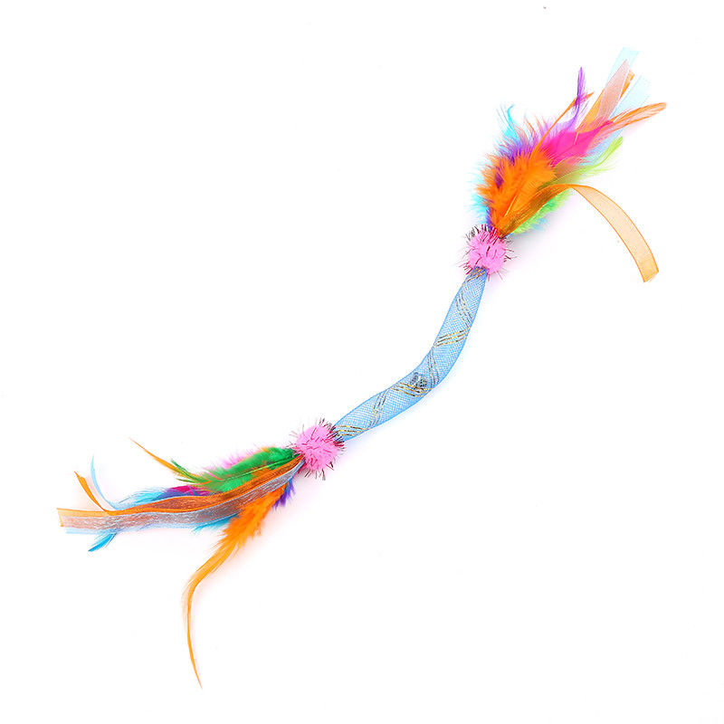 Plume molle de haute qualité qui respecte l'environnement Cat Toy Cat Interactive Feather Toys de plastique avec Bell