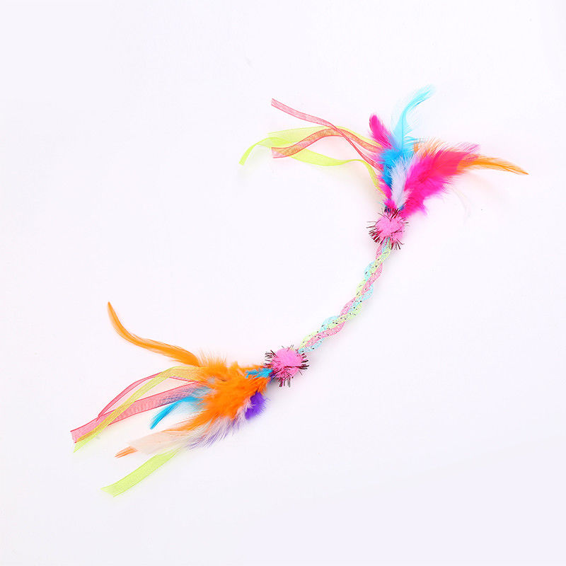 Plume molle de haute qualité qui respecte l'environnement Cat Toy Cat Interactive Feather Toys de plastique avec Bell