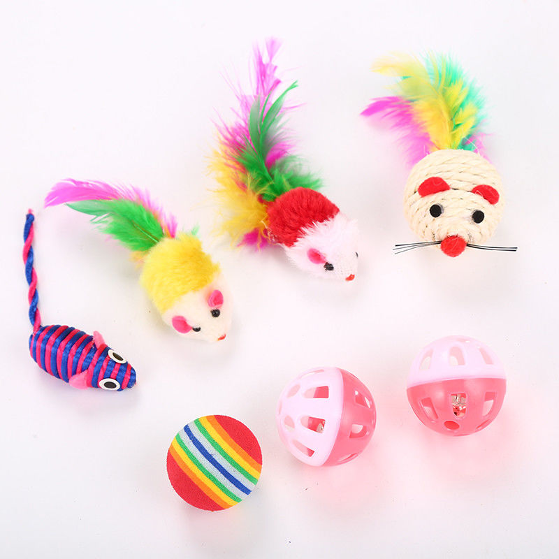 20 boules de souris de souris de poissons de Cat Toys Kitten Toys Assorted Cat Tunnel Feather Teaser Wand de PCs et jouets pelucheux de Bells pour le chat