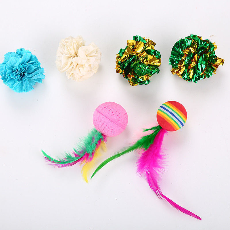 20 boules de souris de souris de poissons de Cat Toys Kitten Toys Assorted Cat Tunnel Feather Teaser Wand de PCs et jouets pelucheux de Bells pour le chat