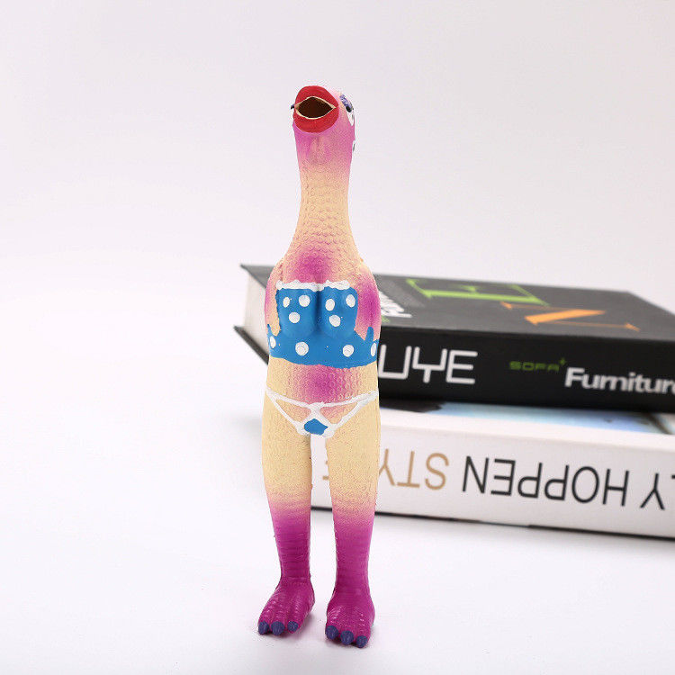La mastication en caoutchouc interactive de chiot de poulet grinçant de latex joue 70g 24X6X6 cm