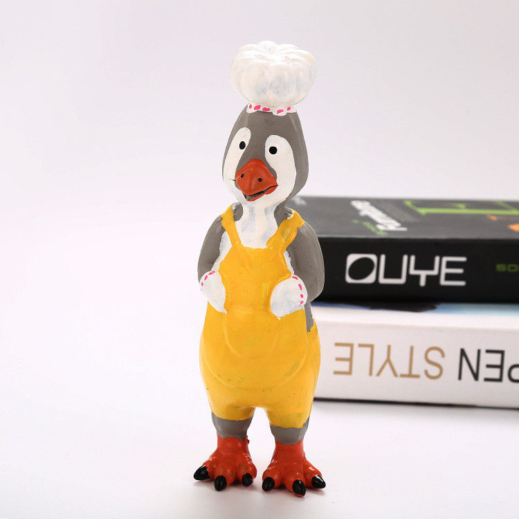 La mastication en caoutchouc interactive de chiot de poulet grinçant de latex joue 70g 24X6X6 cm